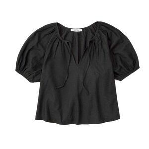 Abercrombie & Fitch Black Short Sleeve Cutout Sleeve Detail Blouse Top